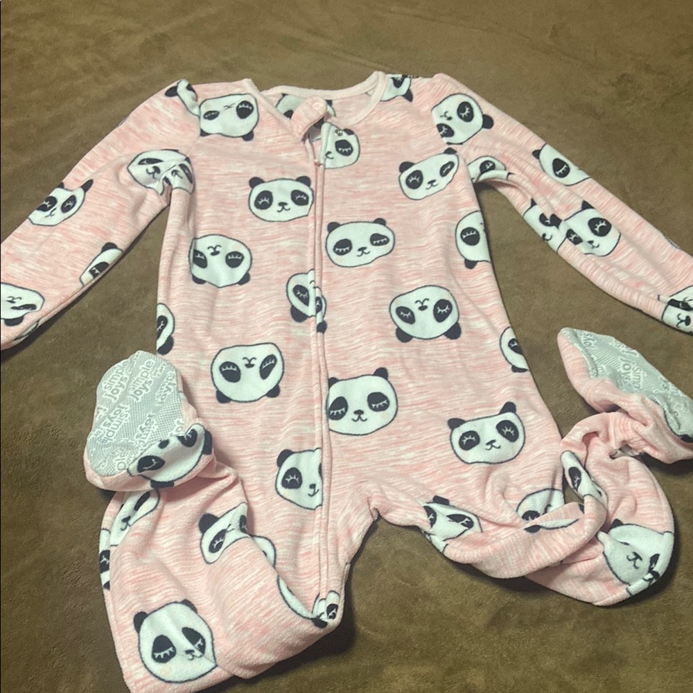 Girls footed pajamas size 5 pink with pandas